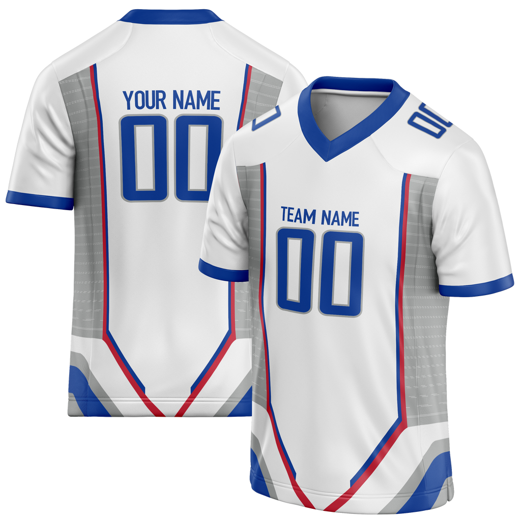 Custom Team Design White & Royal Blue Colors Design Sports Football Jersey FT00DL070219