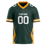 Custom Team Design Dark Aqua & Yellow Colors Design Sports Football Jersey FT00GBP011612