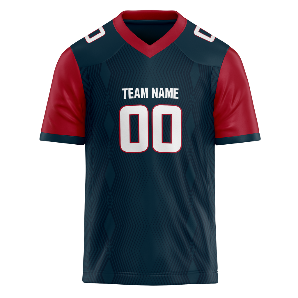 Custom Team Design Navy Blue & Red Colors Design Sports Football Jersey FT00HT021809