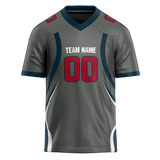 Custom Team Design Gray & Navy Blue Colors Design Sports Football Jersey FT00HT090318