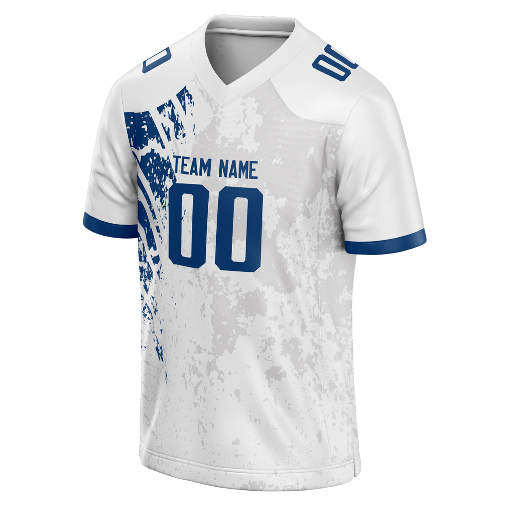 Custom Team Design White & Royal Blue Colors Design Sports Football Jersey FT00IC080219