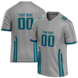 Custom Team Design Silver & Dark Aqua Colors Design Sports Football Jersey FT00JJ050416