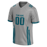 Custom Team Design Silver & Dark Aqua Colors Design Sports Football Jersey FT00JJ050416