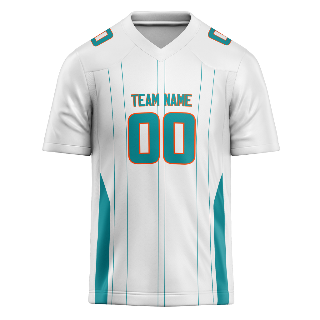 Custom Team Design White & Teal Colors Design Sports Football Jersey FT00MD010217