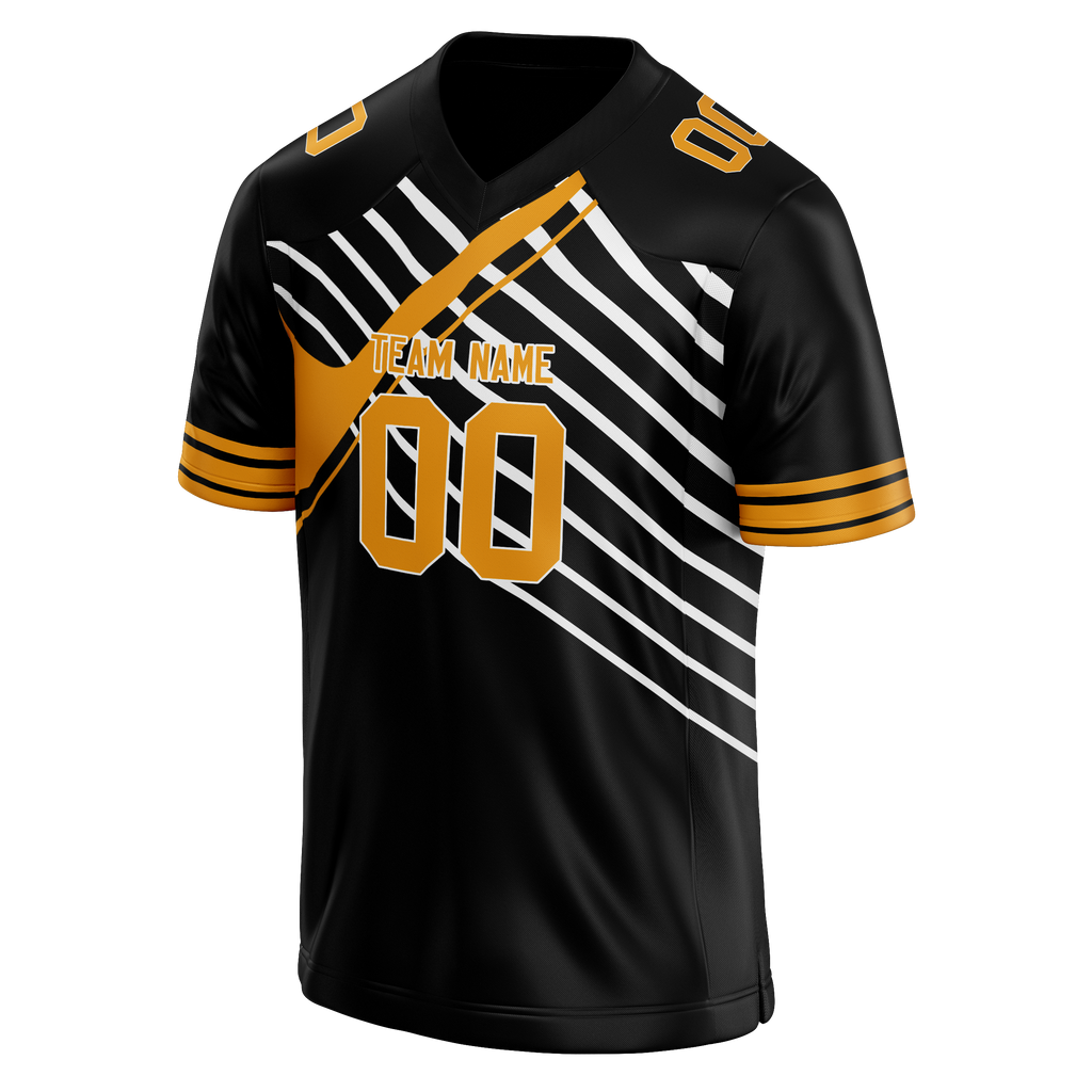 Custom Team Design Black & Light Orange Colors Design Sports Football Jersey FT00NEP030111
