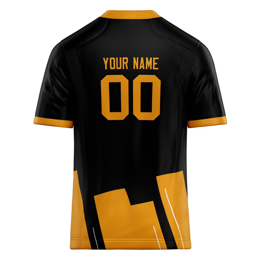 Custom Team Design Black & Light Orange Colors Design Sports Football Jersey FT00NEP090111