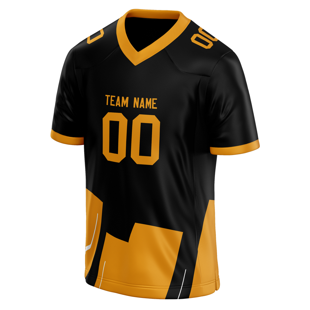 Custom Team Design Black & Light Orange Colors Design Sports Football Jersey FT00NEP090111