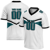 Custom Team Design White & Dark Aqua Colors Design Sports Football Jersey FT00PE030216