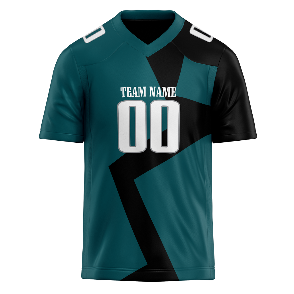 Custom Team Design Dark Aqua & Black Colors Design Sports Football Jersey FT00PE061601
