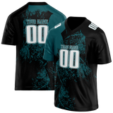 Custom Team Design Black & Dark Aqua Colors Design Sports Football Jersey FT00PE090116