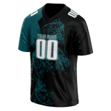 Custom Team Design Black & Dark Aqua Colors Design Sports Football Jersey FT00PE090116