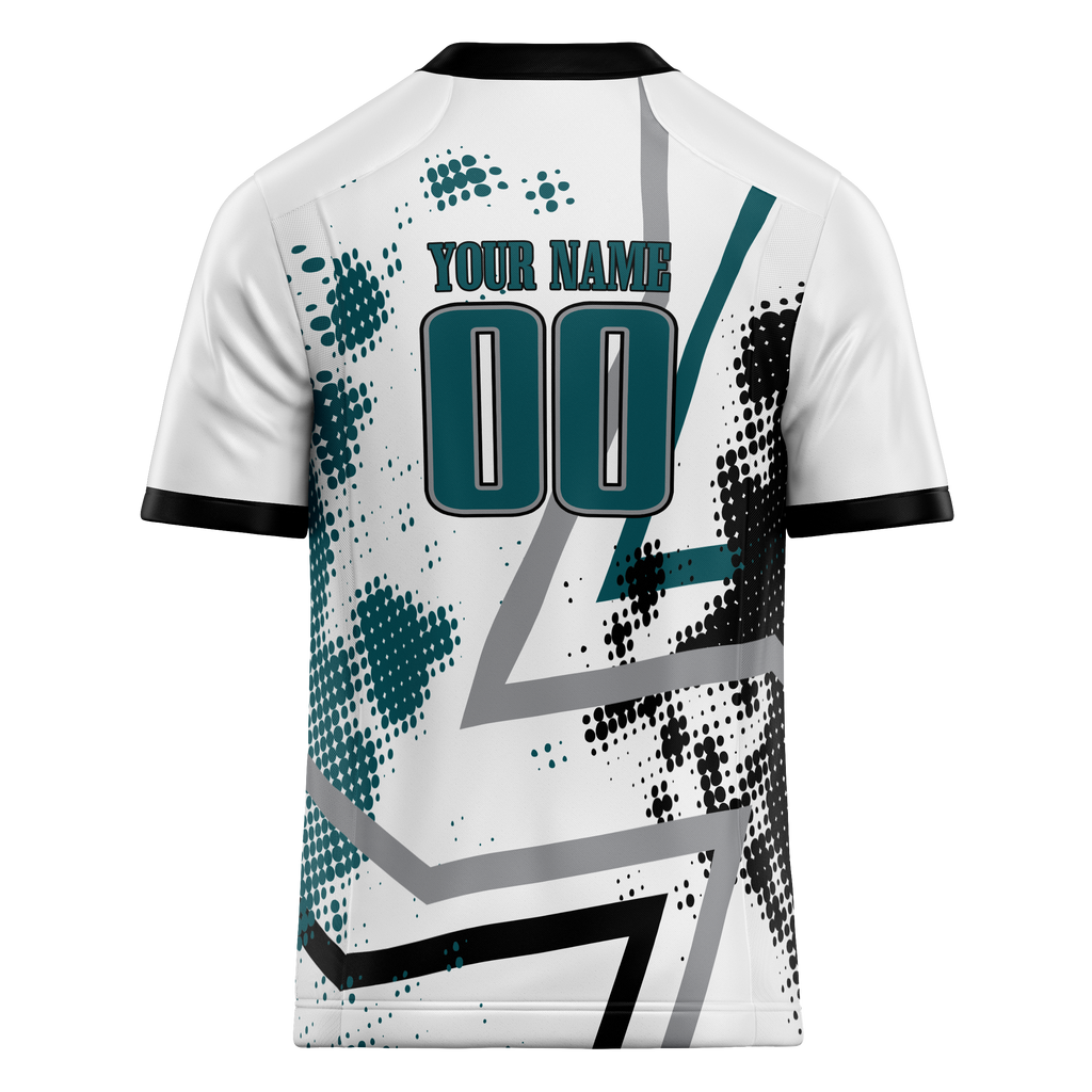 Custom Team Design White & Dark Aqua Colors Design Sports Football Jersey FT00PE100216