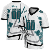 Custom Team Design White & Dark Aqua Colors Design Sports Football Jersey FT00PE100216