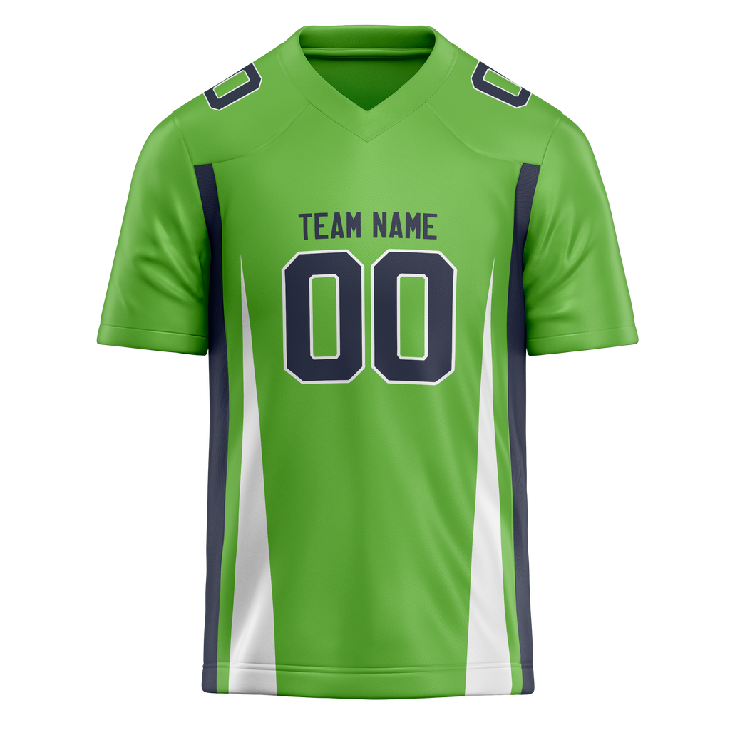 Custom Team Design Green & Navy Blue Colors Design Sports Football Jersey FT00SS031418