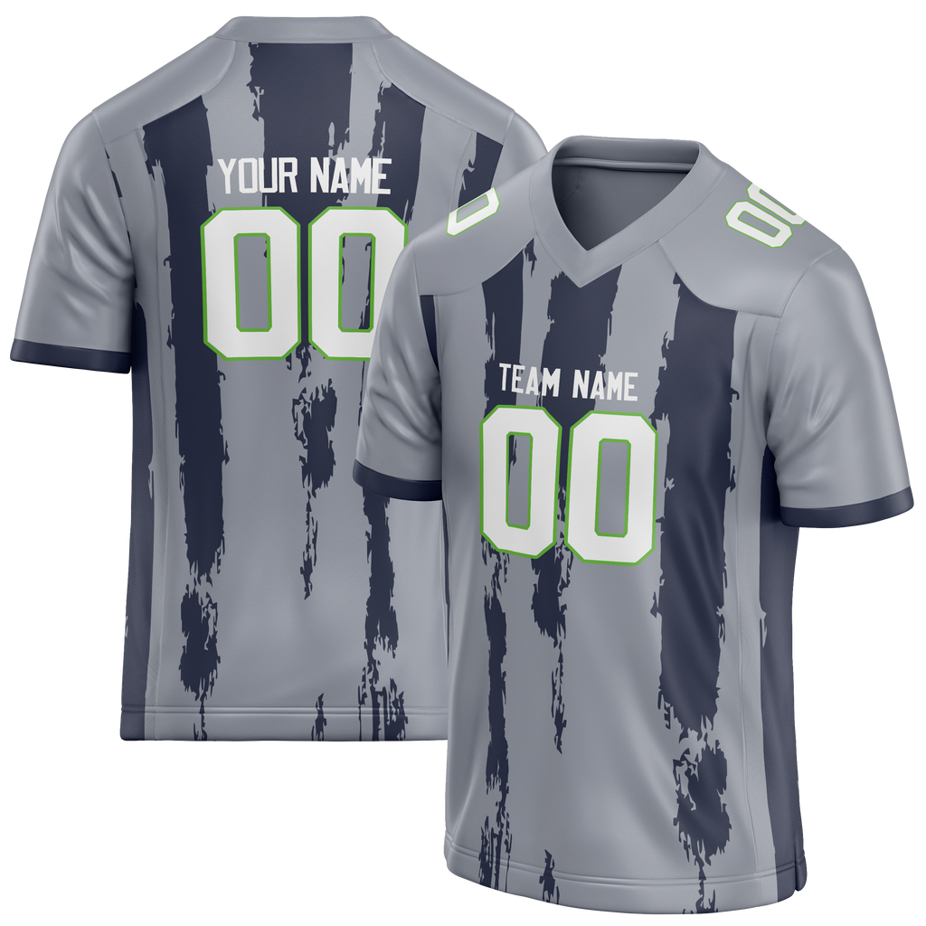 Custom Team Design Silver & Navy Blue Colors Design Sports Football Jersey FT00SS100418