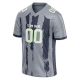 Custom Team Design Silver & Navy Blue Colors Design Sports Football Jersey FT00SS100418