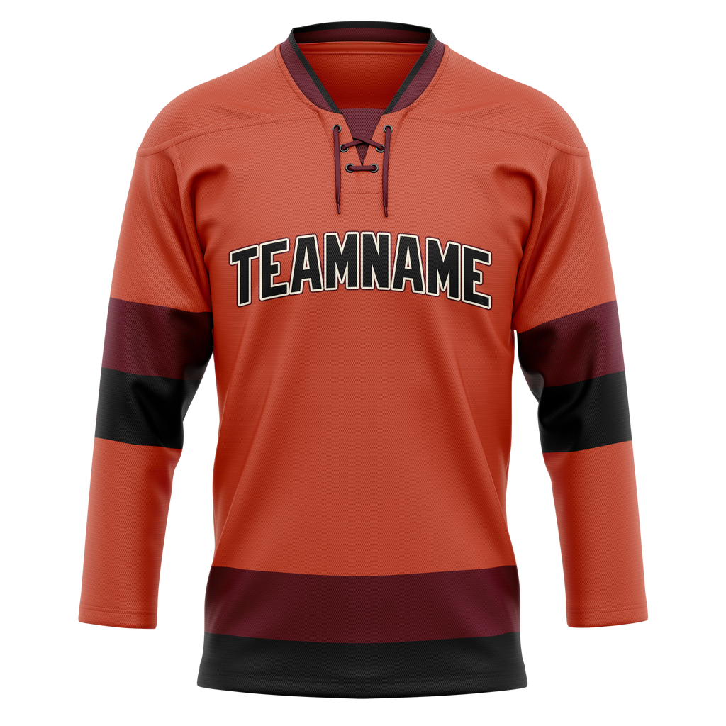 Custom Team Design Orange & Maroon Colors Design Sports Hockey Jersey HK00CB021008