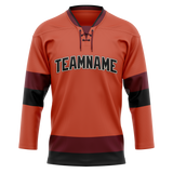 Custom Team Design Orange & Maroon Colors Design Sports Hockey Jersey HK00CB021008