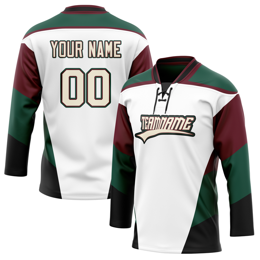 Custom Team Design White & Kelly Green Colors Design Sports Hockey Jersey HK00CB100215