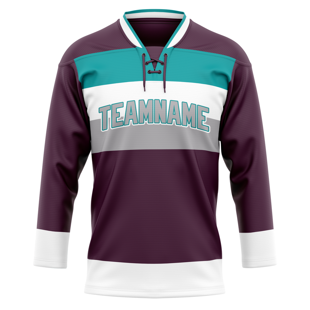 Custom Team Design Maroon & White Colors Design Sports Hockey Jersey HK00EO030802