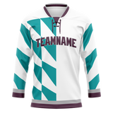 Custom Team Design White & Teal Colors Design Sports Hockey Jersey HK00EO040217