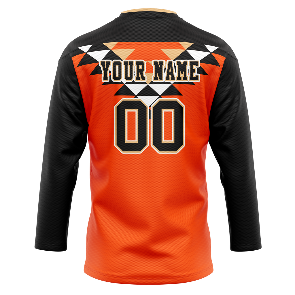 Custom Team Design Orange & Black Colors Design Sports Hockey Jersey HK00EO051001