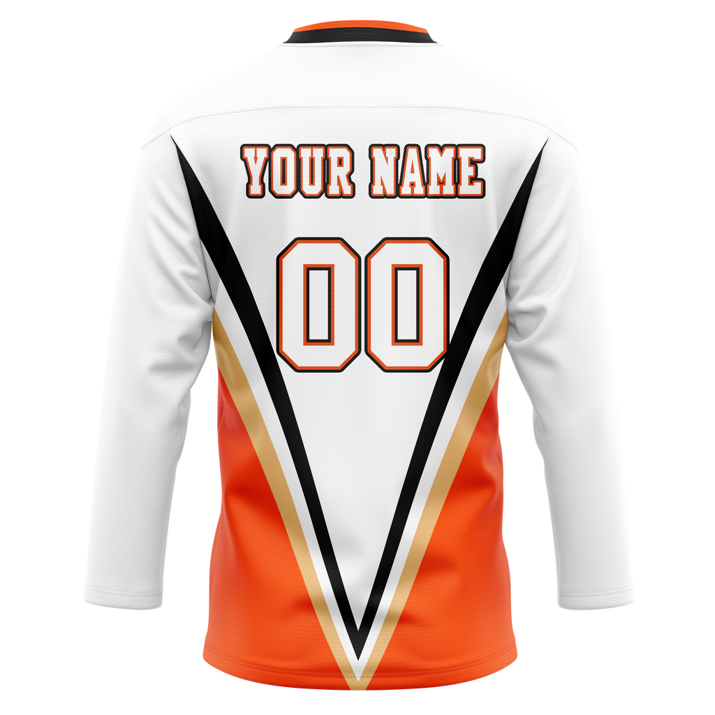 Custom Team Design White & Orange Colors Design Sports Hockey Jersey HK00AD060210