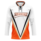 Custom Team Design White & Orange Colors Design Sports Hockey Jersey HK00AD060210