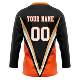Custom Team Design Black & Orange Colors Design Sports Hockey Jersey HK00AD070110