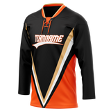 Custom Team Design Black & Orange Colors Design Sports Hockey Jersey HK00AD070110