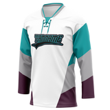 Custom Team Design White & Teal Colors Design Sports Hockey Jersey HK00EO080217