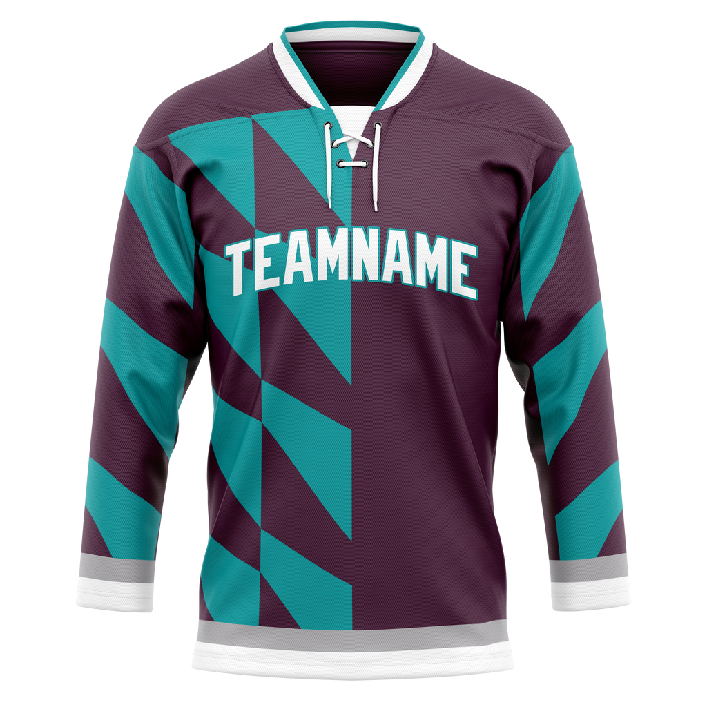 Custom Team Design Purple & Teal Colors Design Sports Hockey Jersey HK00EO092317