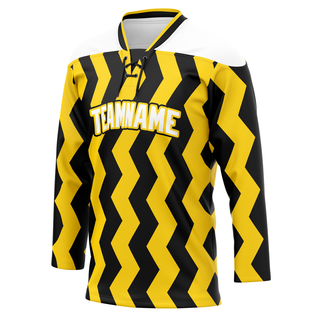 Custom Team Design Yellow & Black Colors Design Sports Hockey Jersey HK00PP011201