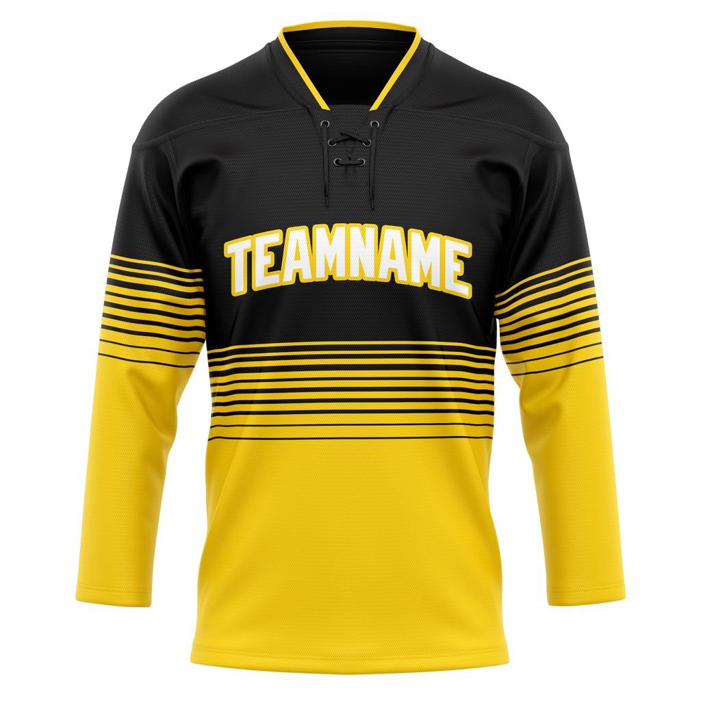 Custom Team Design Black & Yellow Colors Design Sports Hockey Jersey HK00PP020112