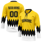 Custom Team Design Yellow & Black Colors Design Sports Hockey Jersey HK00PP041201