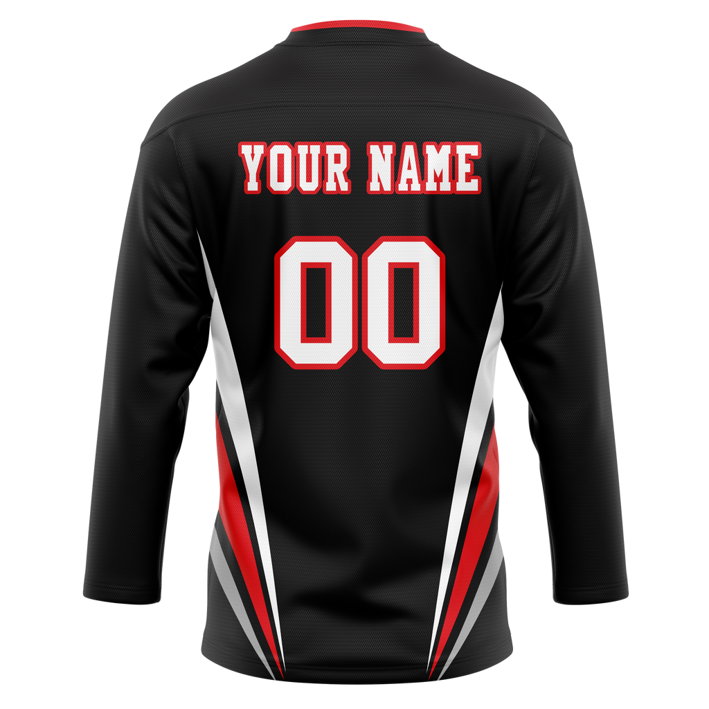 Custom Team Design Black & Red Colors Design Sports Hockey Jersey HK00TML020109