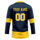Custom Team Design Navy Blue & Yellow Colors Design Sports Hockey Jersey HK00BS031812