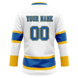Custom Team Design White & Blue Colors Design Sports Hockey Jersey HK00BS050220