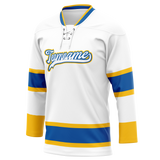 Custom Team Design White & Blue Colors Design Sports Hockey Jersey HK00BS050220