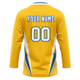 Custom Team Design Yellow & Blue Colors Design Sports Hockey Jersey HK00BS071220