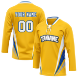 Custom Team Design Yellow & Blue Colors Design Sports Hockey Jersey HK00BS071220