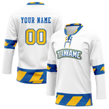 Custom Team Design White & Blue Colors Design Sports Hockey Jersey HK00BS080220