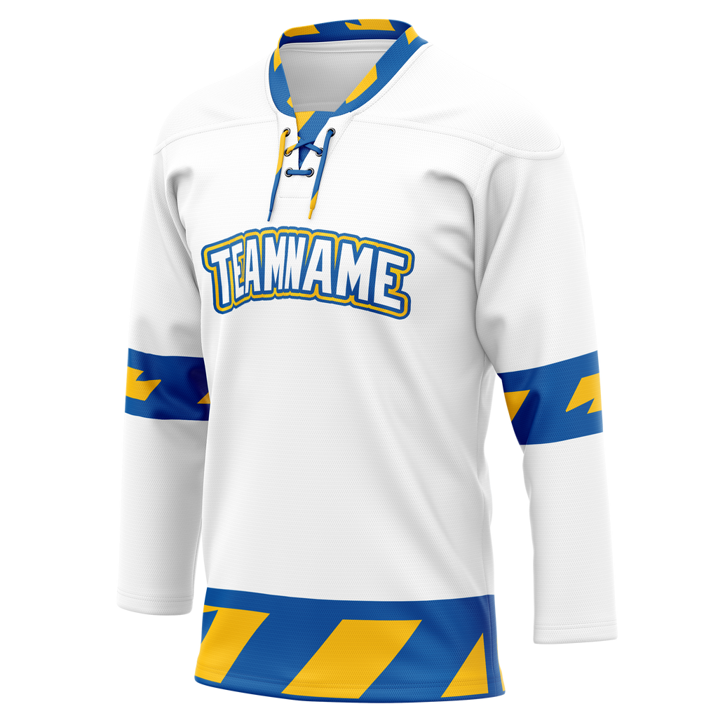 Custom Team Design White & Blue Colors Design Sports Hockey Jersey HK00TML080220