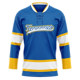 Custom Team Design Blue & Yellow Colors Design Sports Hockey Jersey HK00BS102012