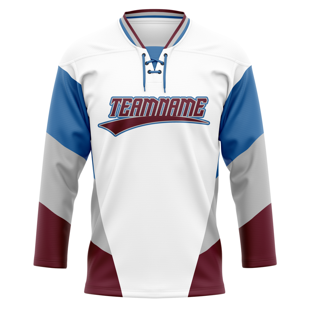 Custom Team Design White & Blue Colors Design Sports Hockey Jersey HK00NYR030220