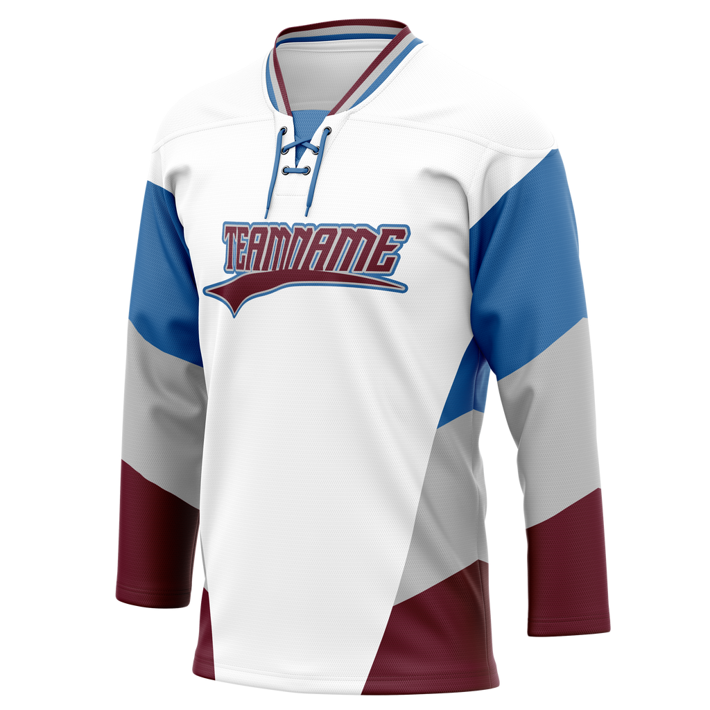 Custom Team Design White & Blue Colors Design Sports Hockey Jersey HK00NYR030220