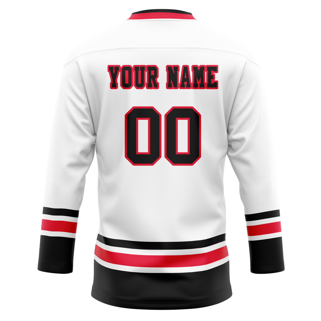 Custom Team Design White & Black Colors Design Sports Hockey Jersey HK00CB030201