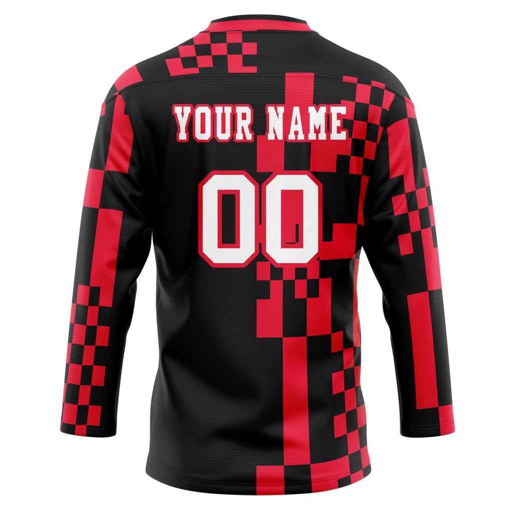 Custom Team Design Black & Red Colors Design Sports Hockey Jersey HK00CB050109