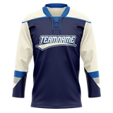 Custom Team Design Royal Blue & Cream Colors Design Sports Hockey Jersey HK00DRW011905