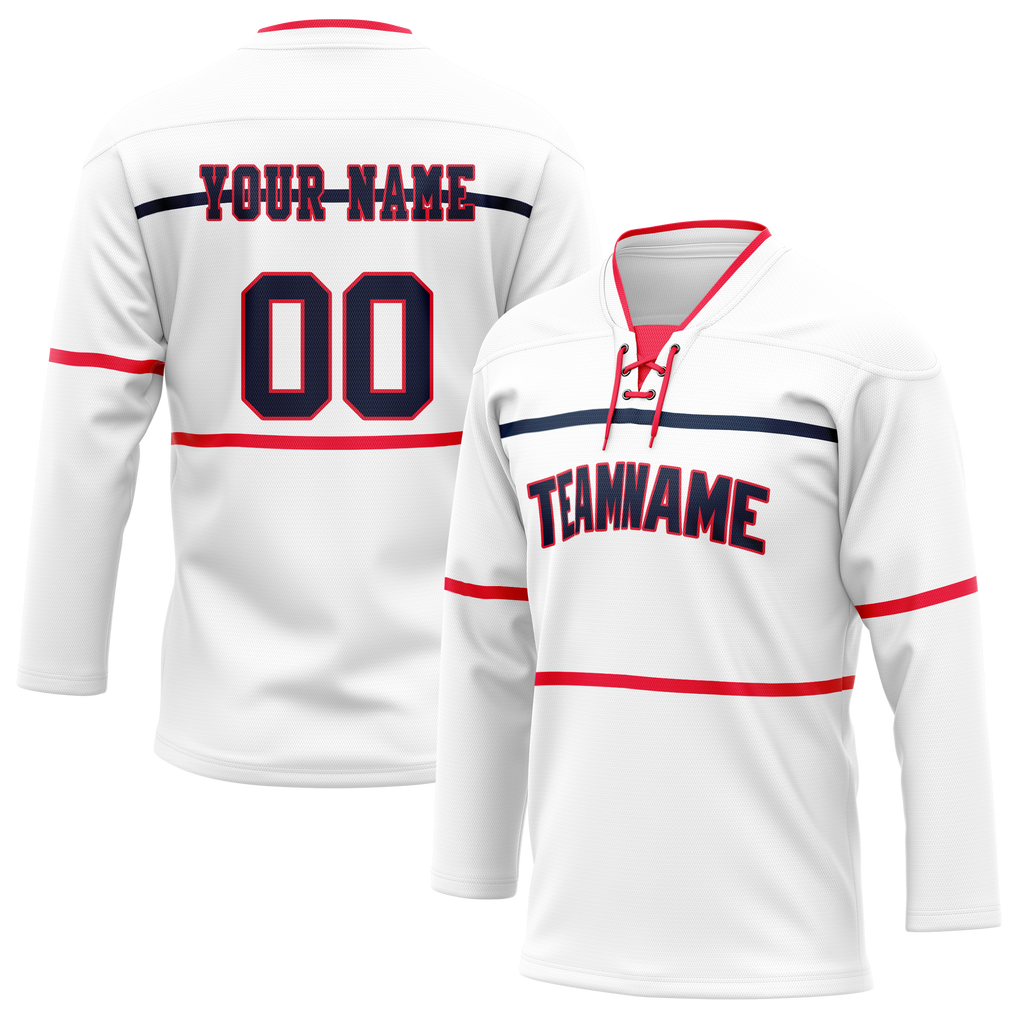 Custom Team Design White & Red Colors Design Sports Hockey Jersey HK00CBJ030209